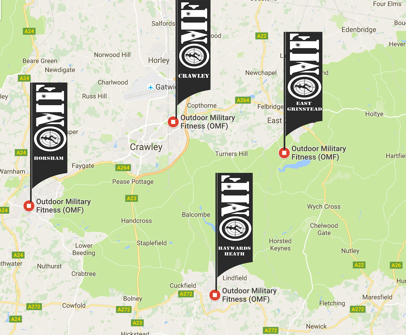 4 locations across West Sussex