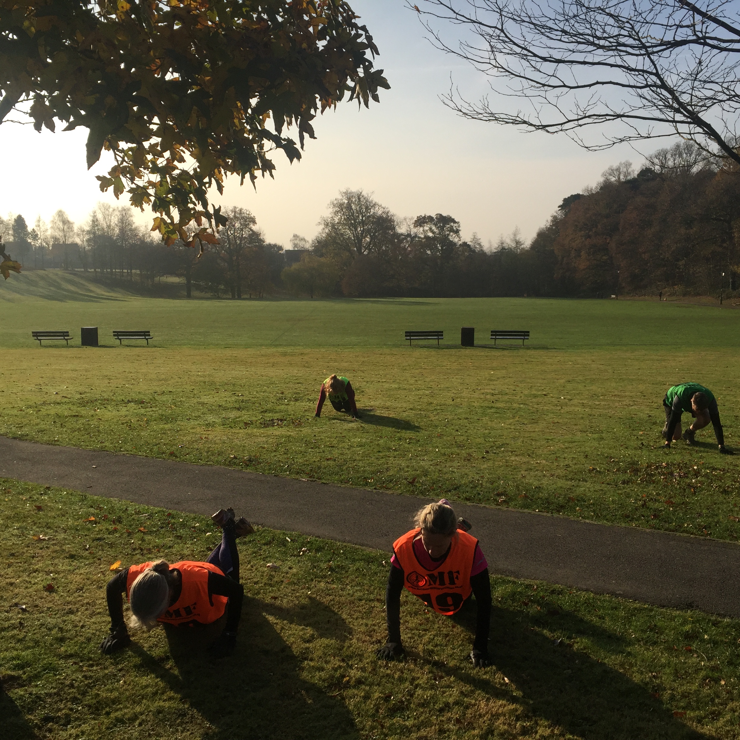 OMF Haywards Heath members exercising in Victoria Park